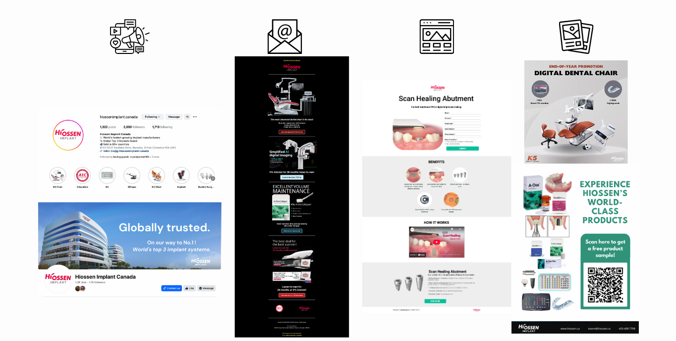 combination of showcase of Hiossen digital marketing portfolio